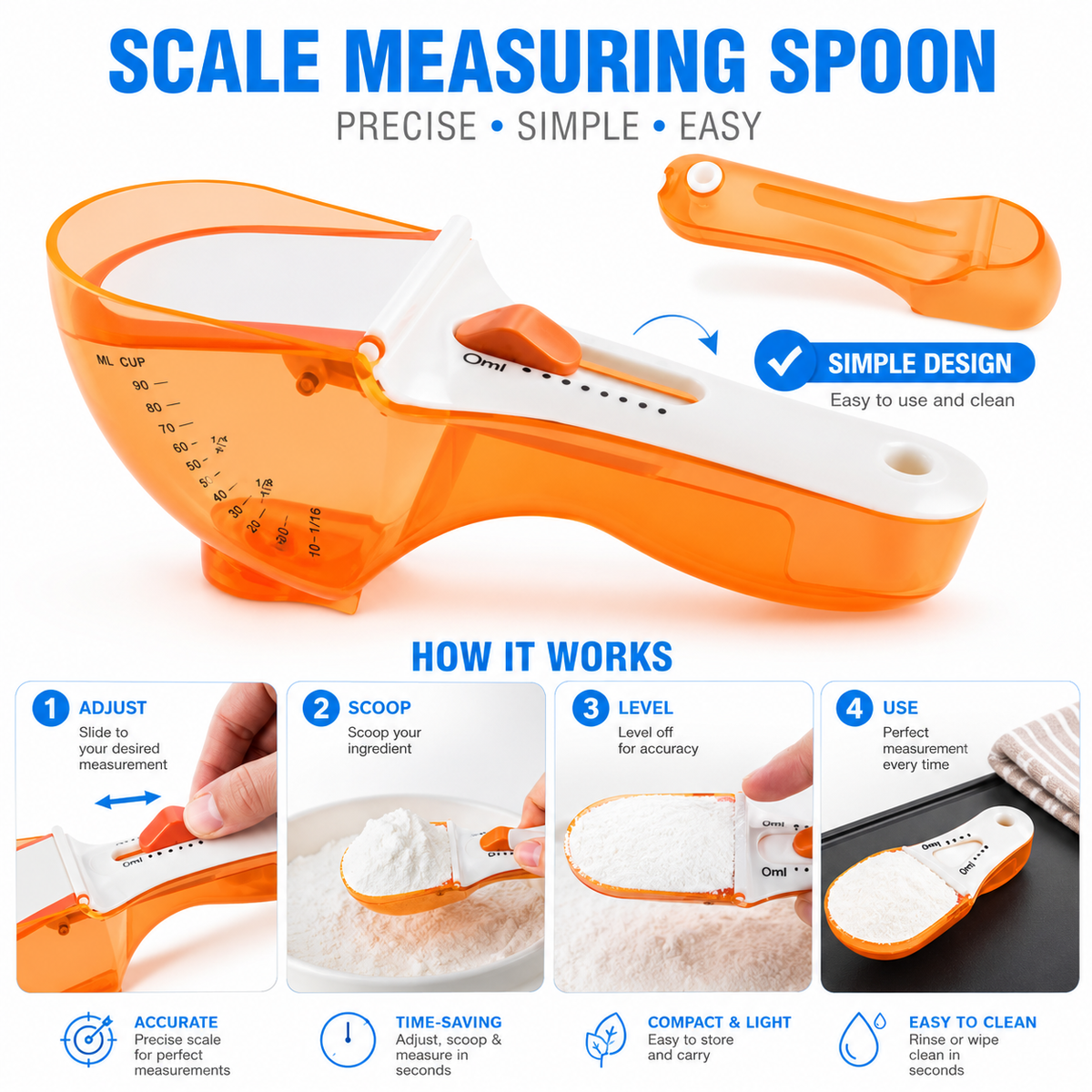 Magnetic Adjustable Seasoning Measuring Spoon Gadget
