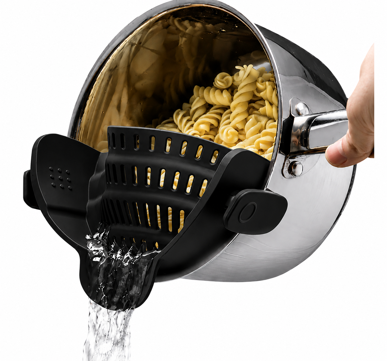 Silicone Sink Strainer Clip – Heat Resistant Pasta Drainer for Pots & Pans