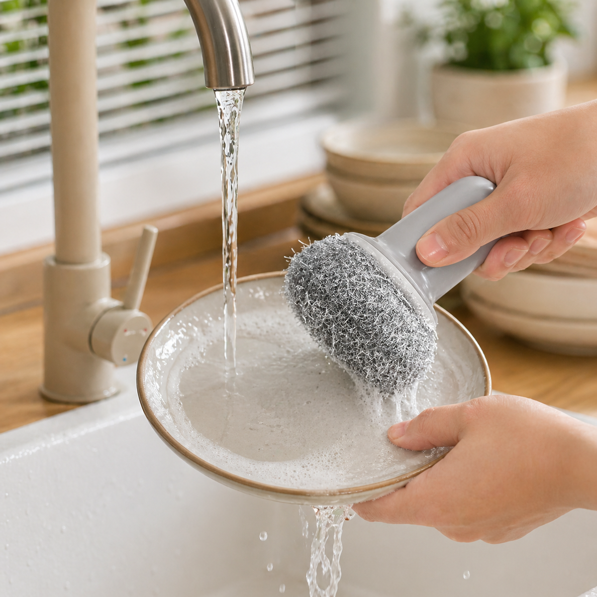 Heavy-Duty Spiral Dish Scrubber Brush – Burnt-On Grease Remover