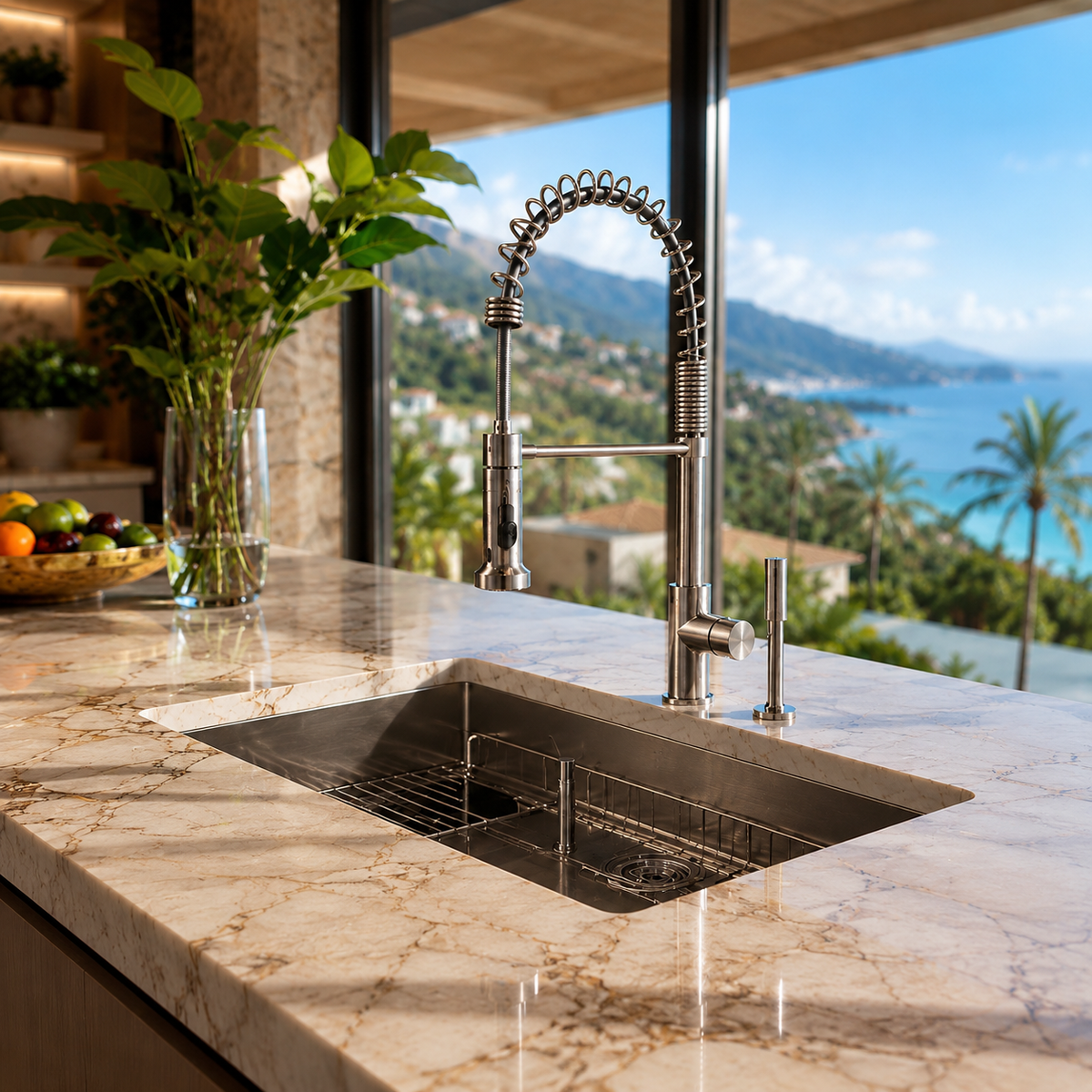 33 Inches Kitchen Sink - Dual Mounted Undercounter Or Recessed Sink