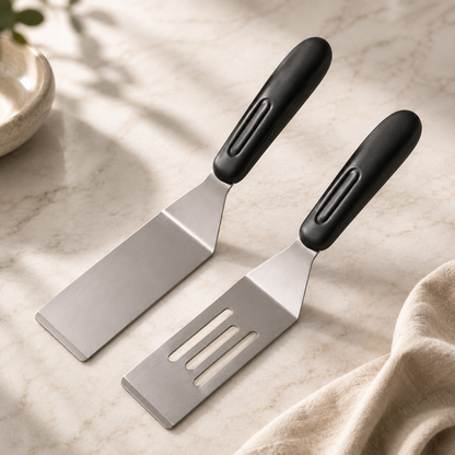 2 Pack Mini Spatula Stainless Steel Small Spatula For Kitchen Metal Spatula For Cooking Brownie Cookie Lasagna Pie Server Spatula Cake & Pancakes Serving