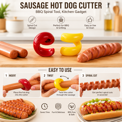 Sausage Hot Dog Cutter, BBQ Spiral Tool, Kitchen Gadget