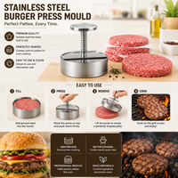 Stainless Steel Burger Press Mould Kitchen Gadget