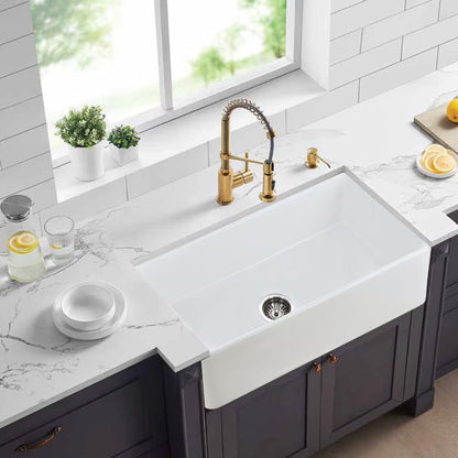 30" x 20" Ceramic Farmhouse Apron Front Kitchen Sink Single Bowl White